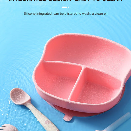 Big Sucker Children's Silicone Dinner Plate Integrated Food Supplement Partitioned