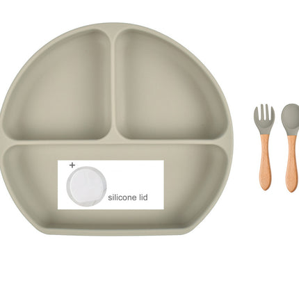 Baby Food Supplement Spoon Integrated Silicone Dinner Plate Set