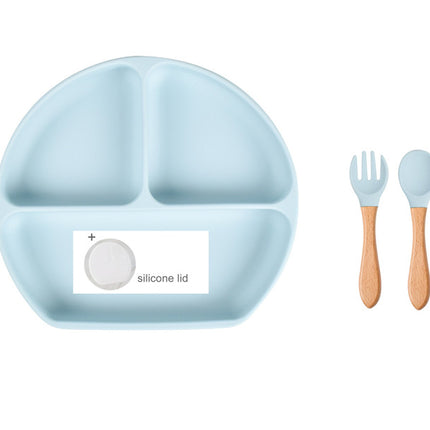 Baby Food Supplement Spoon Integrated Silicone Dinner Plate Set