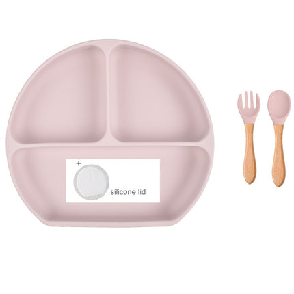 Baby Food Supplement Spoon Integrated Silicone Dinner Plate Set