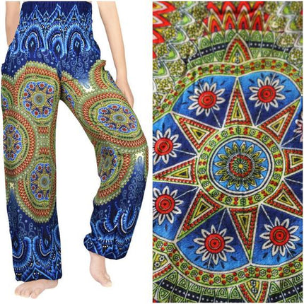 Blue Geometric Women Boho Pants