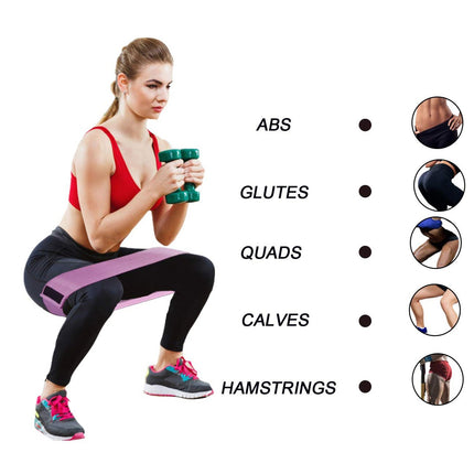 3PCS Unisex Resistance Bands Elastic Fabric Booty Bands Set Non-slip