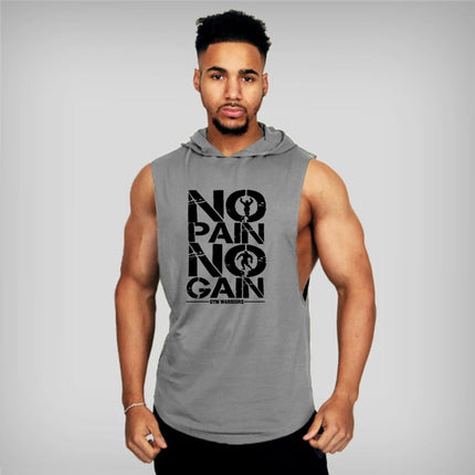 Mens Bodybuilding Hooded Tank Top
