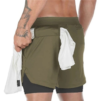 2 in 1 Quick Dry Mens Gym Shorts