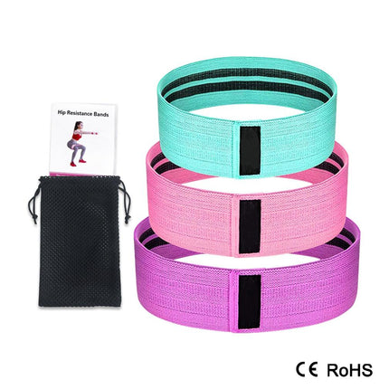 3PCS Unisex Resistance Bands Elastic Fabric Booty Bands Set Non-slip